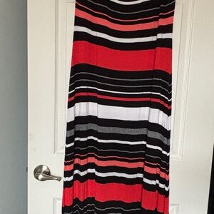 Merona Red, Black, and White Striped Maxi Dress